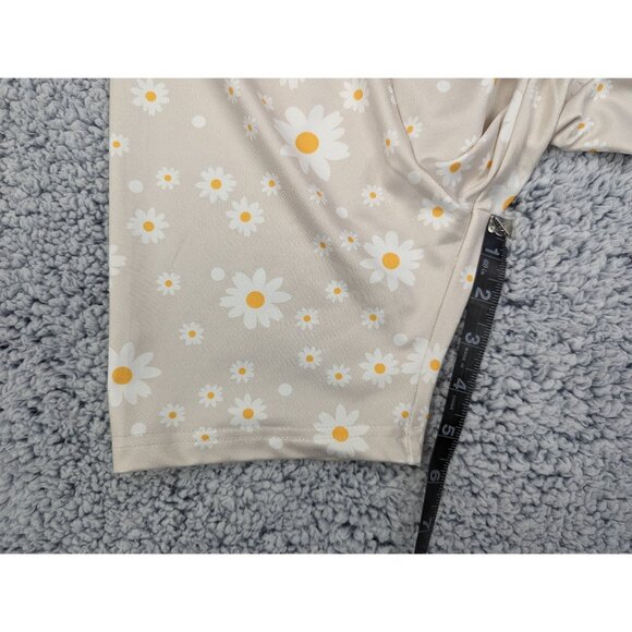 Princess Polly Shorts Size 2 Biker Pull On Stretch Floral Daisy Boho Cream - Picture 9 of 11